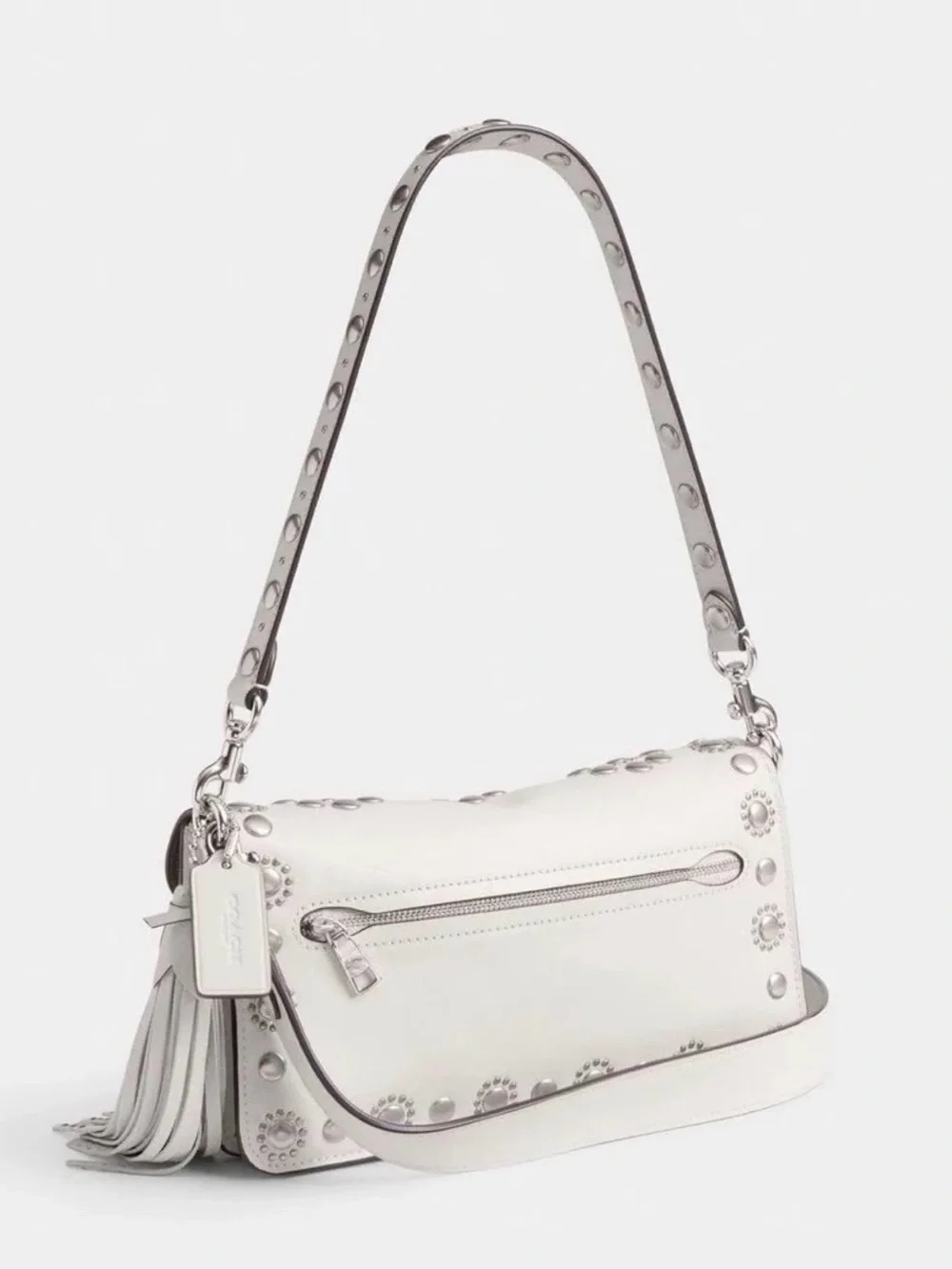 Coach Tabby Shoulder Bag 26 w/ Western Rivets in Chalk Natural Grain Leather NWT